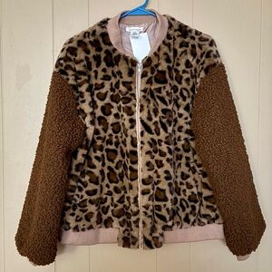 Carole Christian Leopard Print Faux Fur Jacket